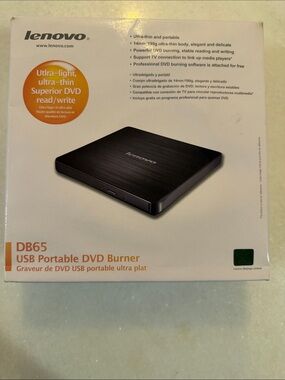 Lenovo DB65 Black External USB Portable DVD Burner Brand New